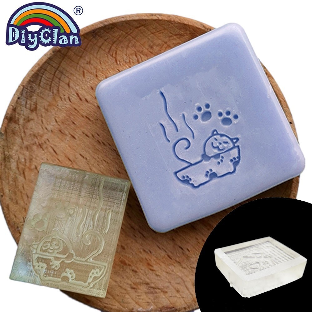 Håndlavet sæbe stempel form mini diy fisse spa mønstre organisk glas sæbe fremstilling akryl kapitel  z0033xz: Intet håndtag