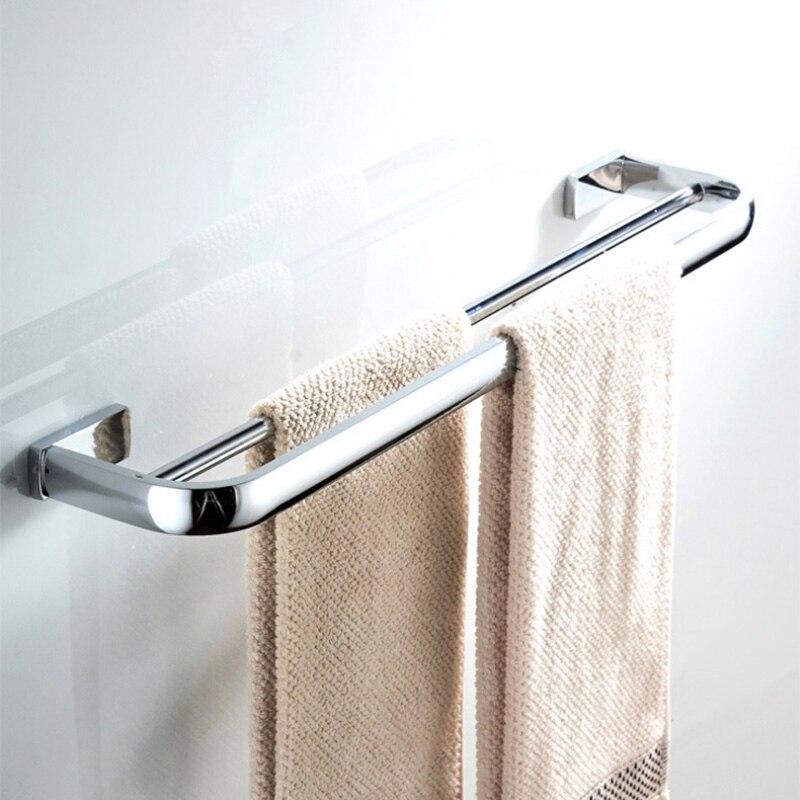 Toallero de baño blanco de latón , colgador de toallas doble montado en la pared, estante para Lavaroty, cocina, baño, Hotel, 57 CM: Cromo
