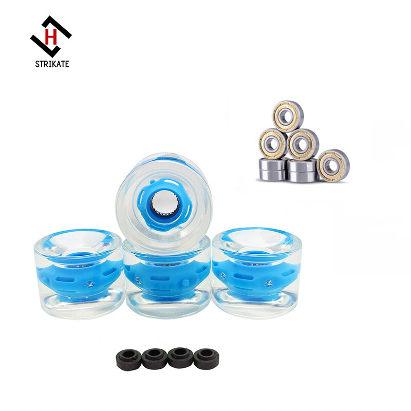 EIN einstellen von 4 Profi Longboard Räder 70mm 78A LED 3 farbe Skateboard Räder mit ABEC 11 Lagerbier und Abstandshalter Beleuchtung: Blau