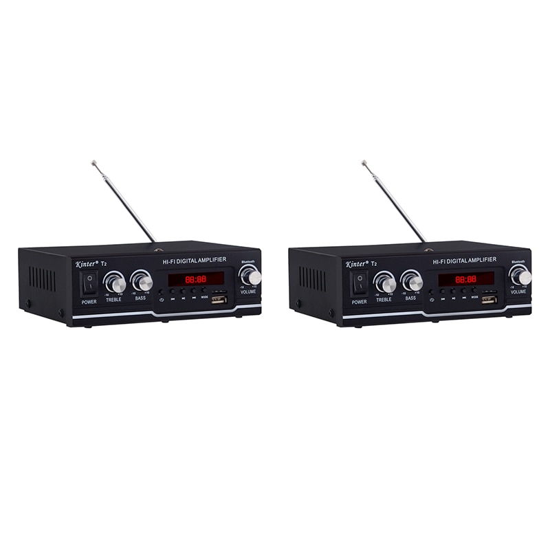 Kinter T2 Hifi Auto Versterker Audio 2.0CH 20W Stereo Geluid Voor Bluetooth Usb Tf Input Fm Radio AC220V Dc 12V