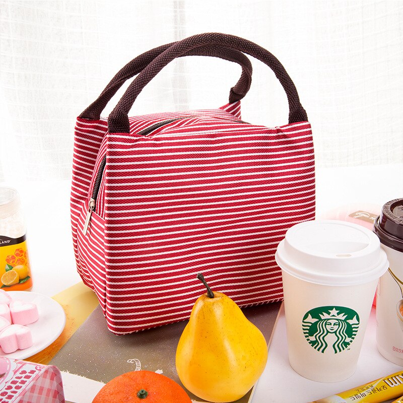 Thickening aluminum foil Stripe Oxford lunch bags keep lunch box warm for women waterproof Lunch bag student Bento bag MMB-007