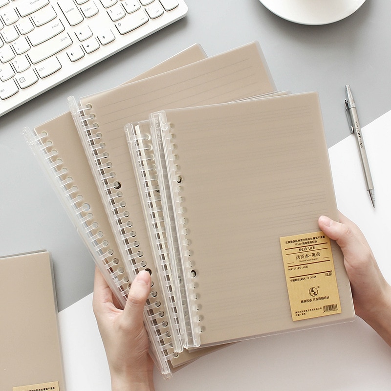 Loose Leaf Plastic Binding 20 Holes A5 Simple Student Notebook 26 Holes B5 Horizontal Grid Blank English Office Paper Boook