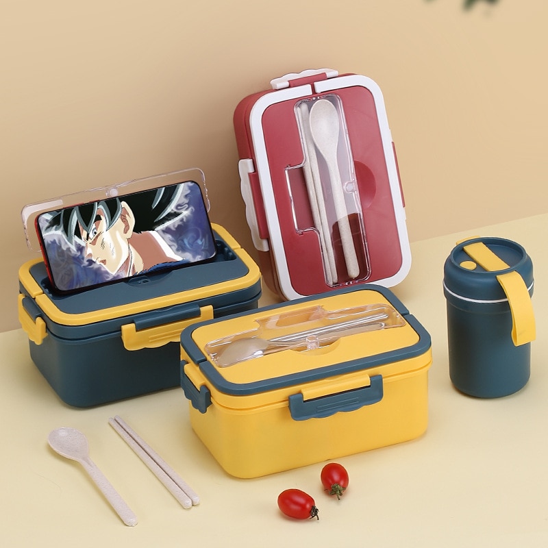 Gezonde lunchbox van tarwestro, bentoboxen, magnetronservies, voedselcontainer, keukenvoedseldoos