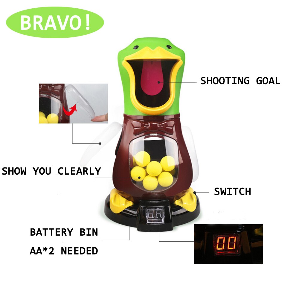 Children's Air Powered Safety Soft Bullet Gun Duck Hit Hungry Shooting Duck Electronic Game Target Bullet Kids Toy for