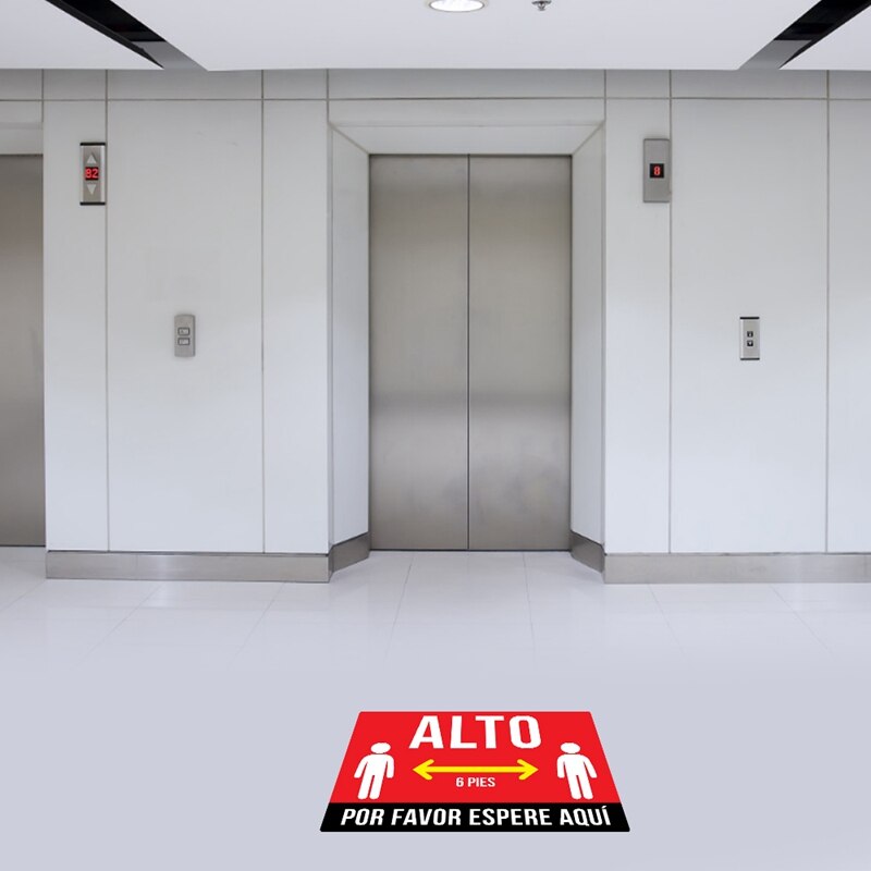 5Pcs/Set Anti-Slip Social Distancing Floor Sign Marker Floor Sticker Indoor Outdoor Crowd Control Guidance