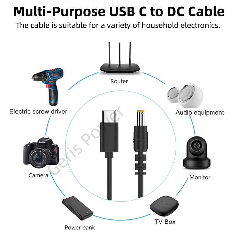 Cavo adattatore USB universale tipo C PD 9V 12V 15V DC 5.5x2.1mm 4.0x1.7mm 3.0x1.1mm cavo di alimentazione per router mini altoparlante ventola