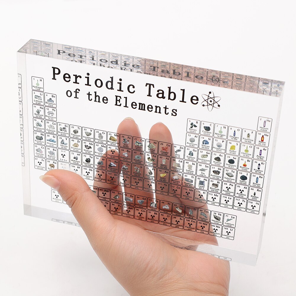 Acrylic Periodic Table Display with Real Elements Kids Teaching School Day Birthday Chemical Element Home School Decoration