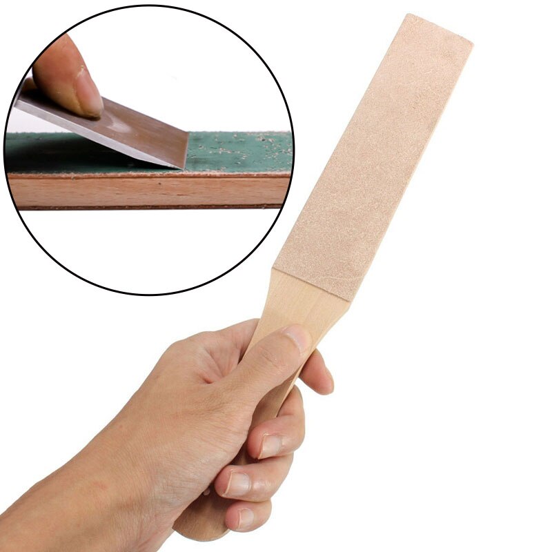 Lmdz 1pc slipbräda läder hantverksvässare trähandtag dubbelsidig läder polerbräda verktyg utan polerpasta