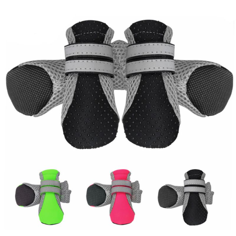 Chaussons imperméables et antidérapants 4 pièces | Pour l'extérieur, chaussons Anti taches chien chat, chaussons réfléchissants, chaussures avec semelle en caoutchouc, protection des pattes du Pet,