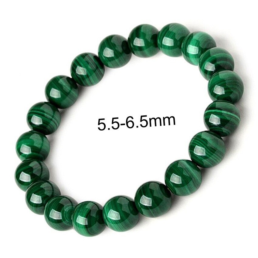 6-10mm Pulsera Malachiet Armband Vrouwen Sieraden Natuursteen Stretch Paar Armband Voor Mannen Malachiet Kralen Armbanden: 5.5-6.5mm / 17 cm