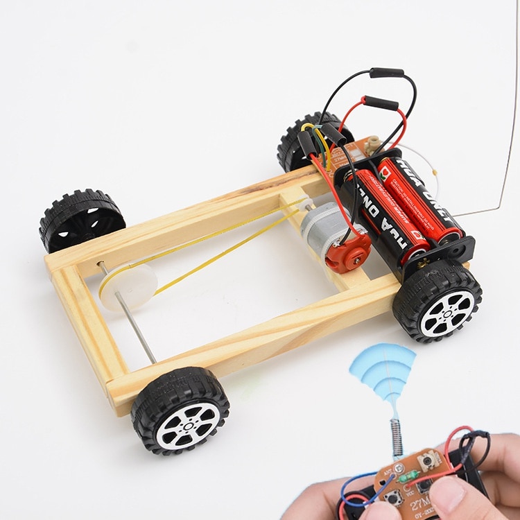 Diy assembly wireless remote control racing car model kit physics science experiments technology educational toy for children
