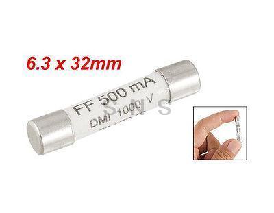 1000V 500mA 6.3 x 32mm White Ceramic Fuse for Multimeter