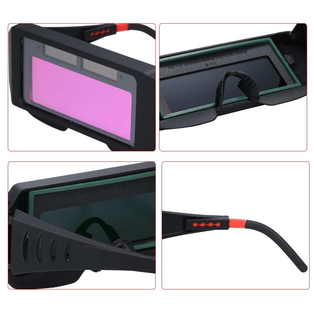 Solar Energy Auto Darkening Welding Safety Goggles Anti UV Weld Glasses Protect Eyes