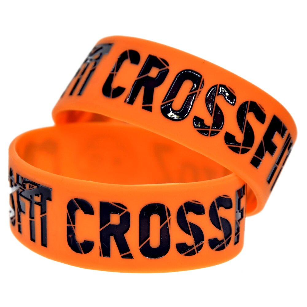 Obh 25 pçs crossfit a z silicone borracha pulseira um Polegada ampla esporte presente 2 cores