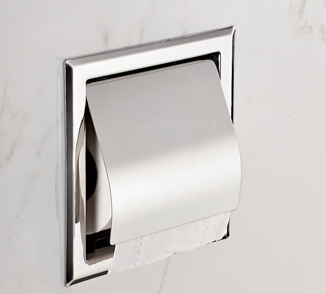 304 Stainless Steel In Wall Toilet Roll Holder Concealed Towel Rack Embedded Hotel Construction Paper Holder Double Paper Holder: Silver A
