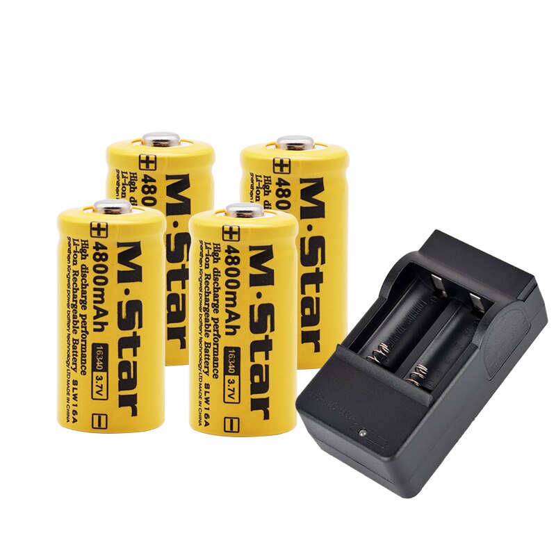 4800mAh rechargeable 3.7V Li-ion 16340 batteries CR123A battery for LED flashlight wall charger, travel for 16340 CR123A battery