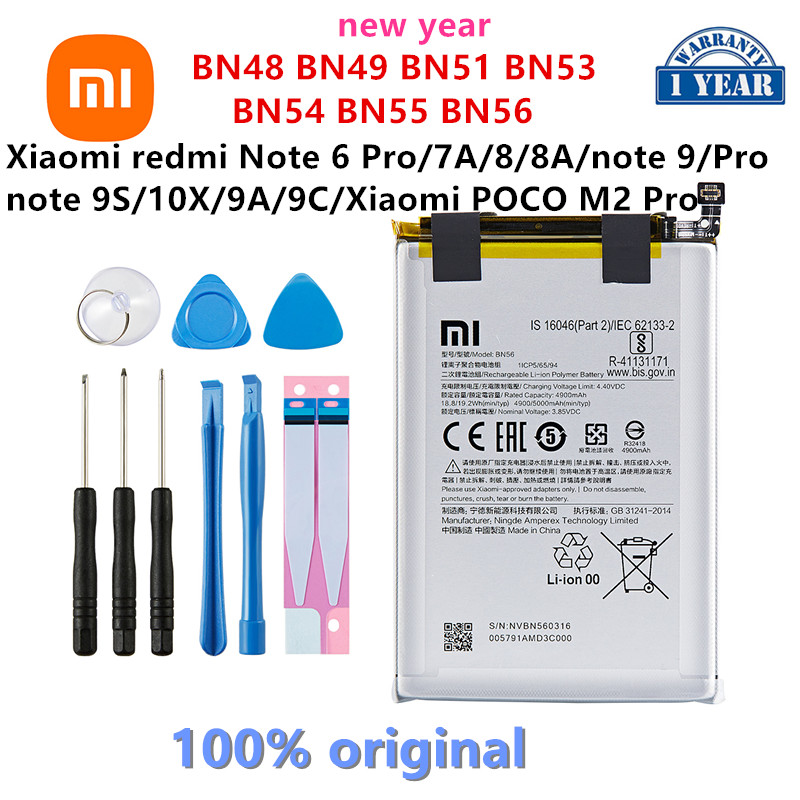 Xiaomi Orginal BN48 BN49 BN51 BN53 BN54 BN55 BN56 Batterij Voor Xiaomi Redmi Note 6 Pro/7A/8/8A/Note 9/Pro/Note 9S/10X/9A/9C/