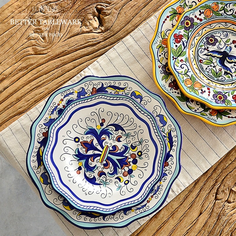 Vaisselle bohême maison de noël style européen ethnique douane série céramique plats occidentaux grandes assiettes