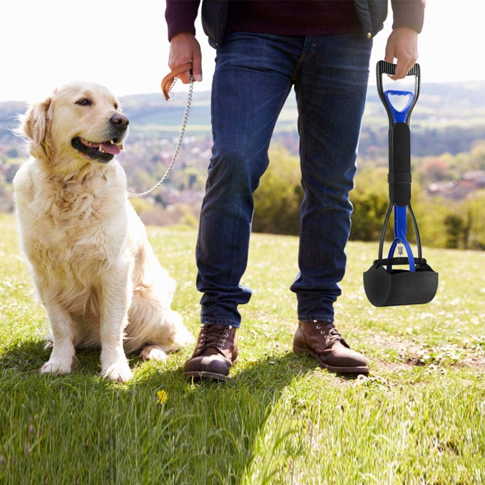60cm Long Handle Pet Pooper Scooper Jaw Poop Scoop Shovel Clean Pick Up Animal Waste Portable Dog Cat Outdoor Cleaning Tool