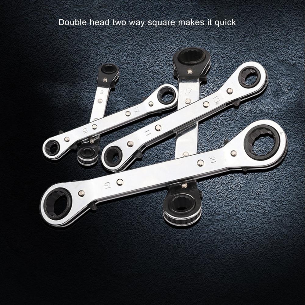 5 unids/set doble curvado cabeza de trinquete de carraca Reversible llave de mango métrica mano herramienta de trinquete anillo tensor