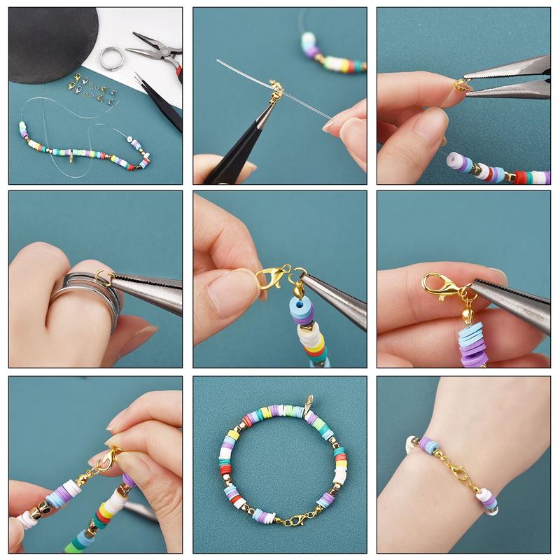 Cierres de langosta de acero inoxidable, anillos abiertos para saltar, cubiertas de cuentas de engarce, conectores de extremo de collar, suministros para accesorios de joyería Diy