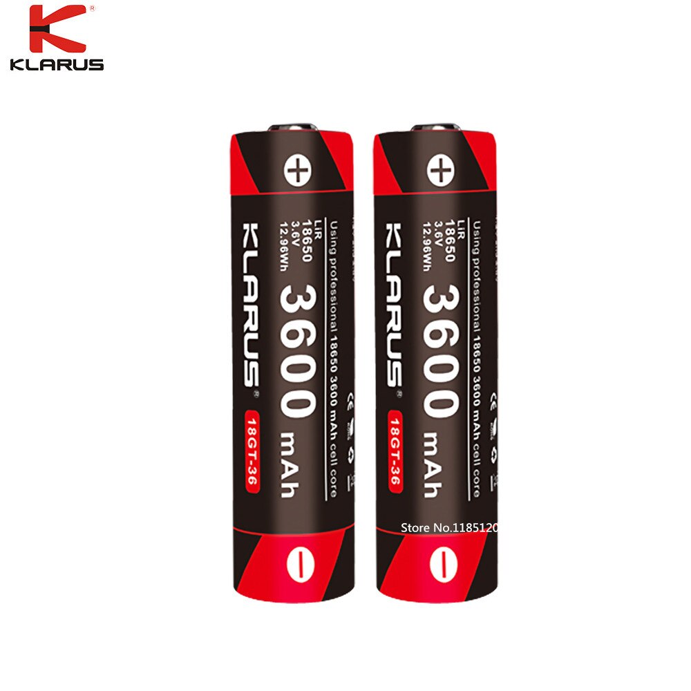 2 stk klarus 18650 3600 mah 18gt-36 3.6v li-ion batteri højtydende 18650 li batteri