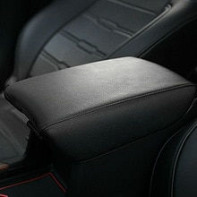 Zwarte auto lederen armsteun pad mat kussen beschermer voor honda crv armsteun box pad cover auto-styling accessoires