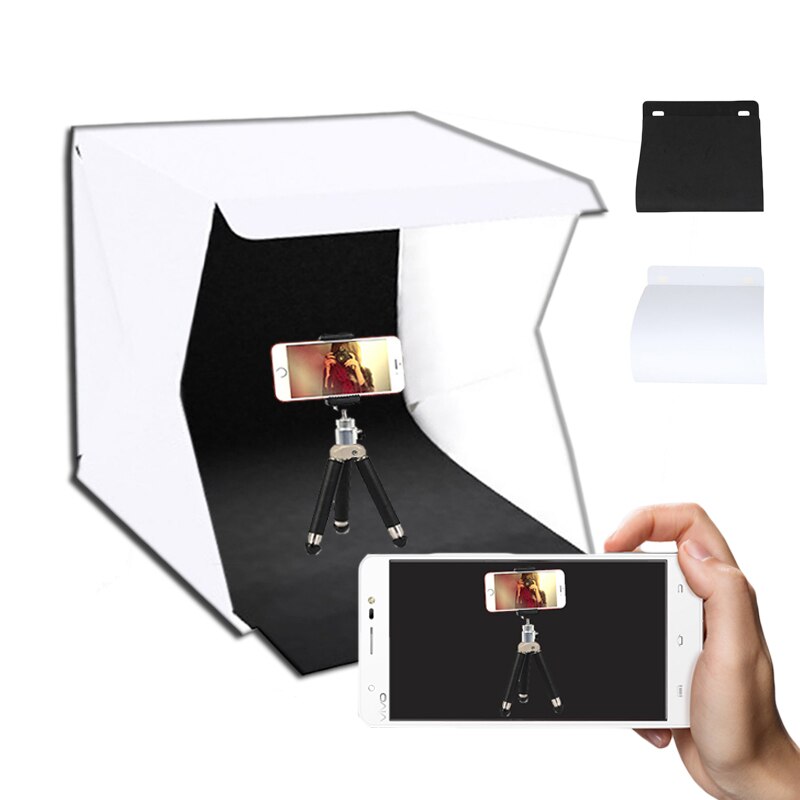 Vouwen Lightbox Fotografie Foto Studio LED Licht Softbox Foto Kit Achtergrond Foto Doos Voor Mobiele telefoon SLR Camera