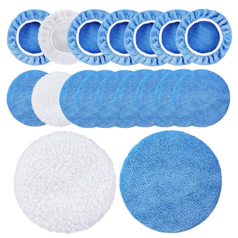 5 To 6 Inches Microfiber Polishing Pad for Car Polisher Bonnet 18 Packs: Default Title