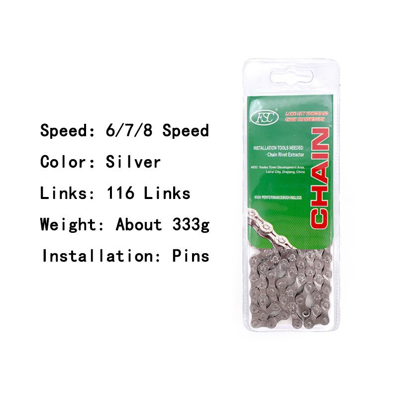 FSC 6/7/8/9/10/11/12 Speed Velocidade Fietsketting 116/126 Links Ultralight MTB Weg Mountainbike 6S 7S 8S 9S 10S 11S 12S: WHITE