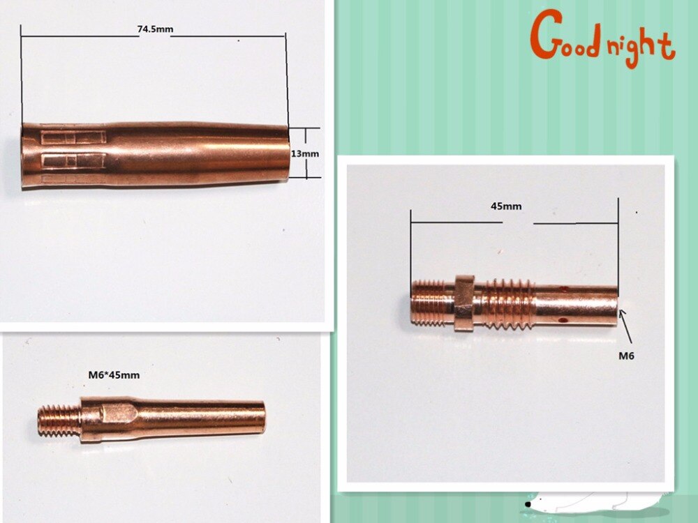 CO2 Mig Mag welding torch Panasonic KR200A swan neck contact tip holder gas nozzle M6*45MM 0.8/1.0/1.2/1.6