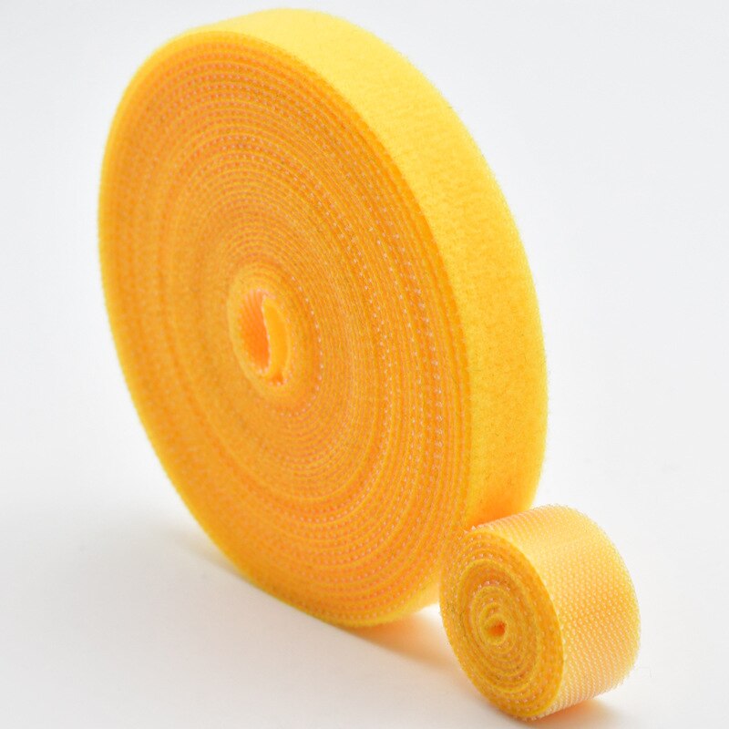 Cable Ties Roll Double-sided Tape Holder Fastening Tape By Hook &amp; Loop Nylon Strap for Computer Electronic Cord Power Wire: YELLOW / 1.5x300cm