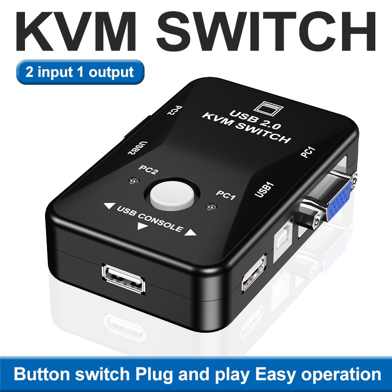 2 in 1 Heraus USB 2,0 VGA KVM schalten Kasten 2-Hafen PC Monitor Schalter Kasten Adapter Für Computer tastatur Maus Monitor Stecker und Spielen
