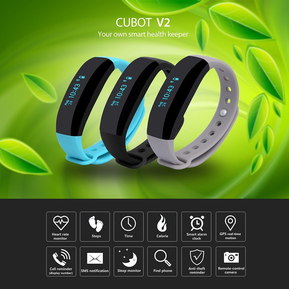 CUBOT V2 Multifunctional 0.88 Inch OLED Screen Smart Band Heart Rate Monitoring TPU Smart Bracelet