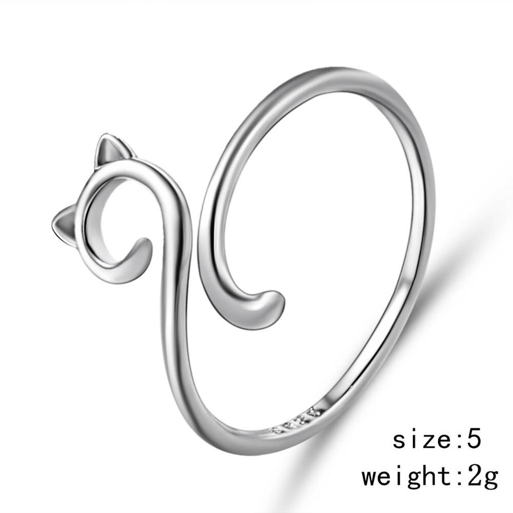 Mode Schattige Dier Opening Ring Kat Klauw Hond Poot Vrouwen Meisje Eenvoudige Sieraden Open Verstelbare Kat Oor Bruiloft vinger Ring: 2