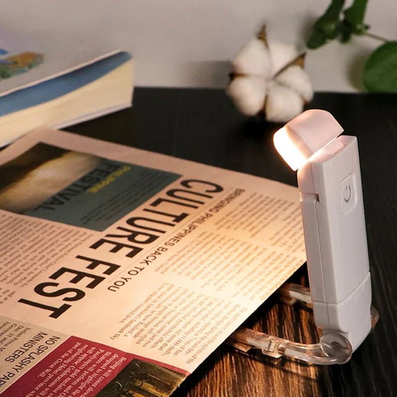 Usb genopladelig foldbar bærbar læseboglampe øjenbeskyttelse 3 lysfarver justerbar lysstyrke natlampe