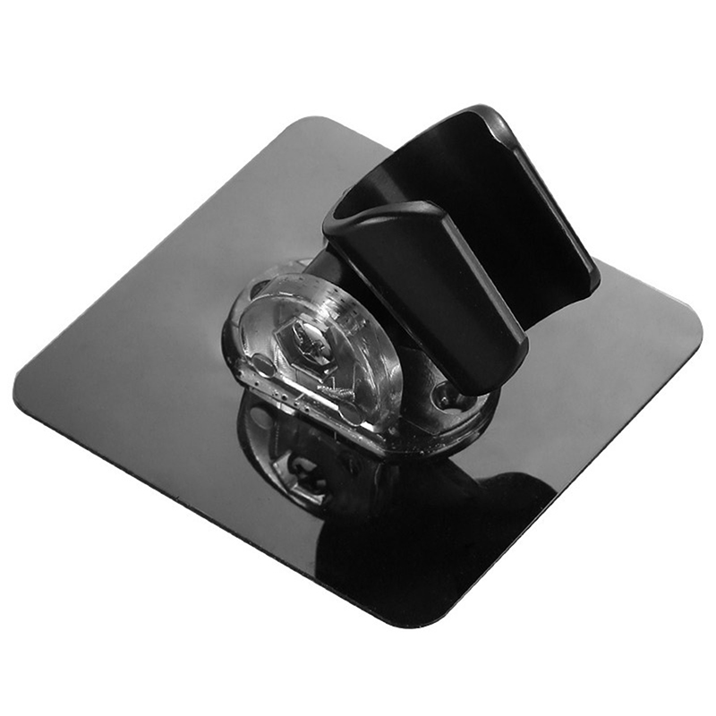 Shower Head Holder Self-adhesive Adjustable Handheld Drill-free Showerhead Rack Punch-free Chrome Bathroom Wall Mount Bracket: Black