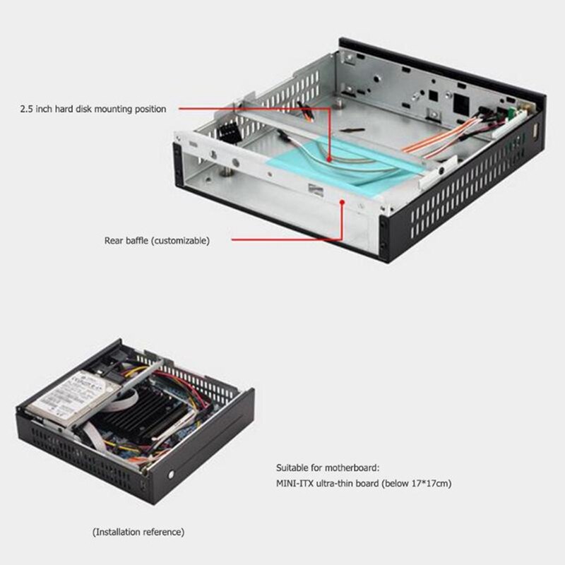 E-T3 Mini-ITX Ultra Sottile 0,8mm SECC Computer fallen Schreibtisch Unterstützung für Montaggio EINE Parete Entro 6,7X6,7 in Centimetri