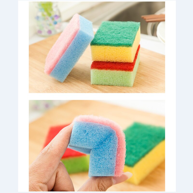 10Pcs Kitchen Accessories Sponge Cleaning Tools Kitchen Supplies Rags Gadgets Scouring Pad Microfiber Tableware Cleaning Cloth T