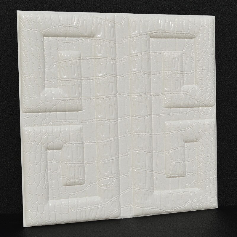 5 pièces 30*30 cm Crocodile Peau Soulagement 3D Tuile Flexible Autocollants Pour Le Fond de TV Auto-Adhésif Décor À La Maison Papier Peint Art décalque bricolage: white