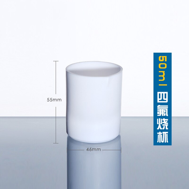 Vaso de laboratorio de PTFE, resistente al ácido y a los álcalis, varias especificaciones