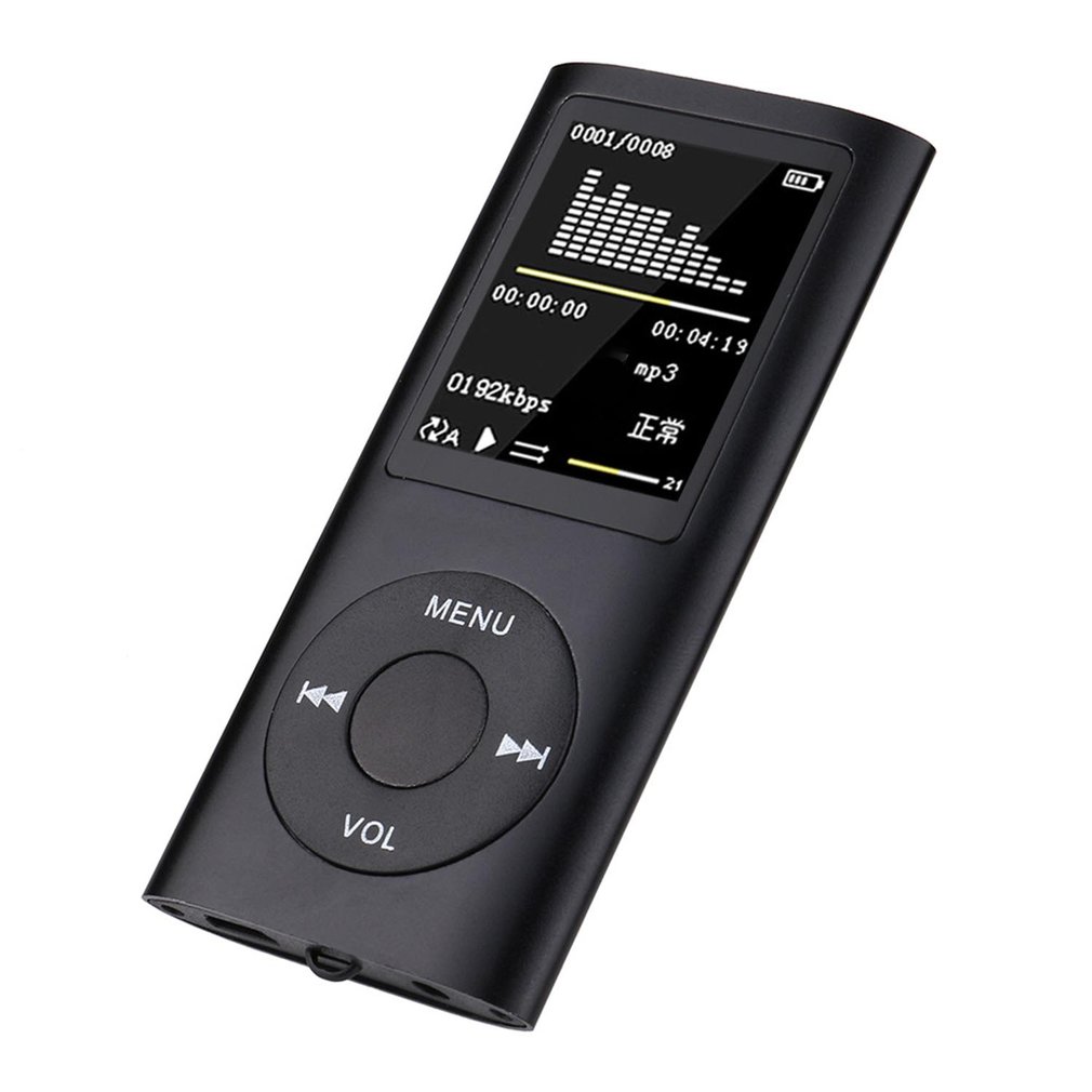 1.8 inch color screen mp3 player Play music with fm radio video player E-book player: black