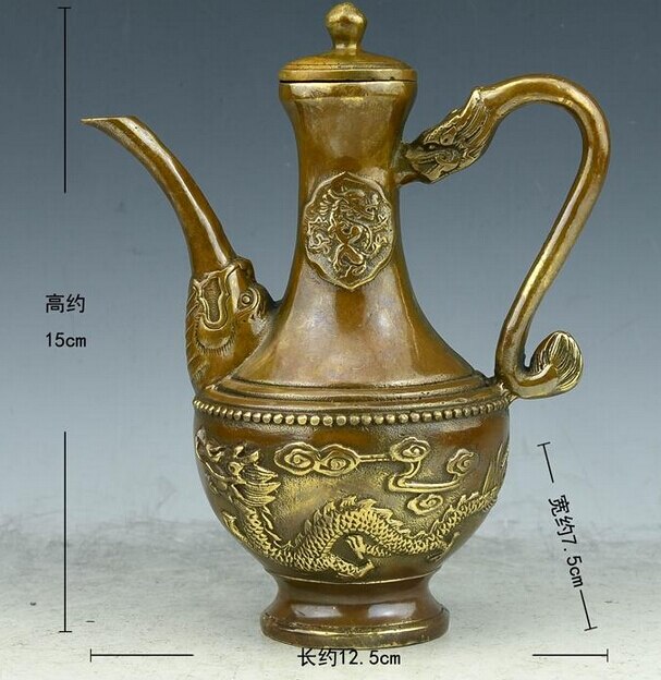 Scy 426+++ een antieke theepot van messing koper, pot, drakenkan, acht koperen ketel "woonaccessoires en ambachten"