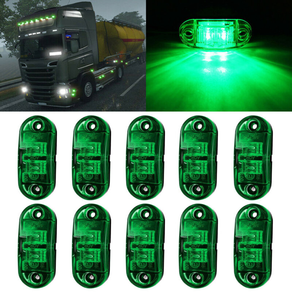 10 stk grøn ledet sidemarkeringslys blinker til lastbil trailer van vandtæt 12v-24v auto lys tilbehør