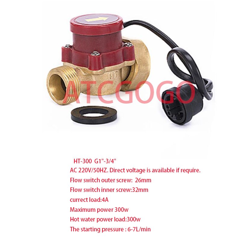 G1 To 3/4 Water Pump Flow Switch Magnetic Circulation Boosting Pump Full Coppe Pressure Original Waterproof Control Sensor: 1inch to 6 points