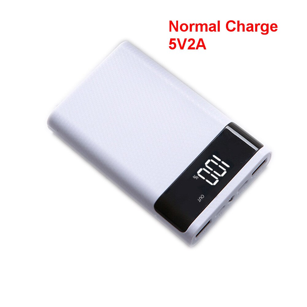 Fast Charge 4x18650 Power Bank Case Battery Storage Box 5V 2A Dual USB Type C Android Micro USB Interface For Smart Phones: Normal White