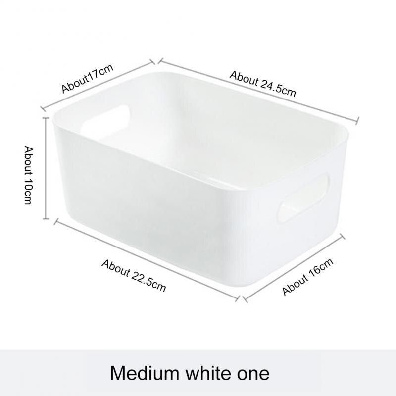 Storage Basket With Handle Cosmetic Storage Box Desktop Sundries Plastic Organizer Household Makeup Kitchen Storage Container: white M