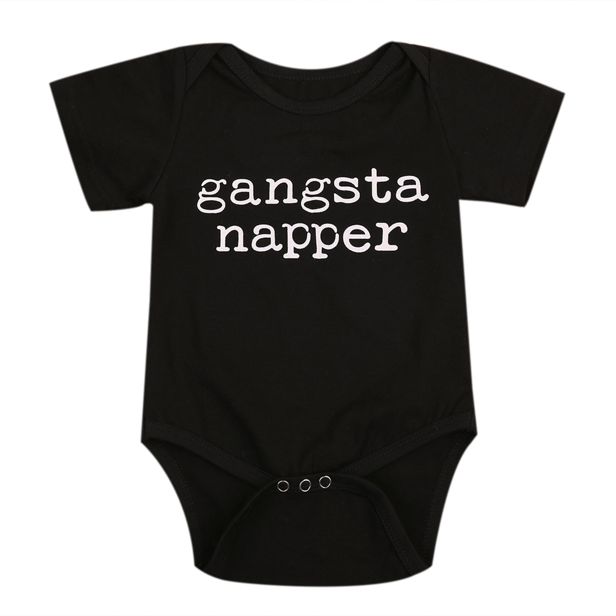0-24M Cotton Infant Baby Boys Gangsta Napper Romper Black Short Sleeve Jumpsuit Clothes Outfits Sunsuits