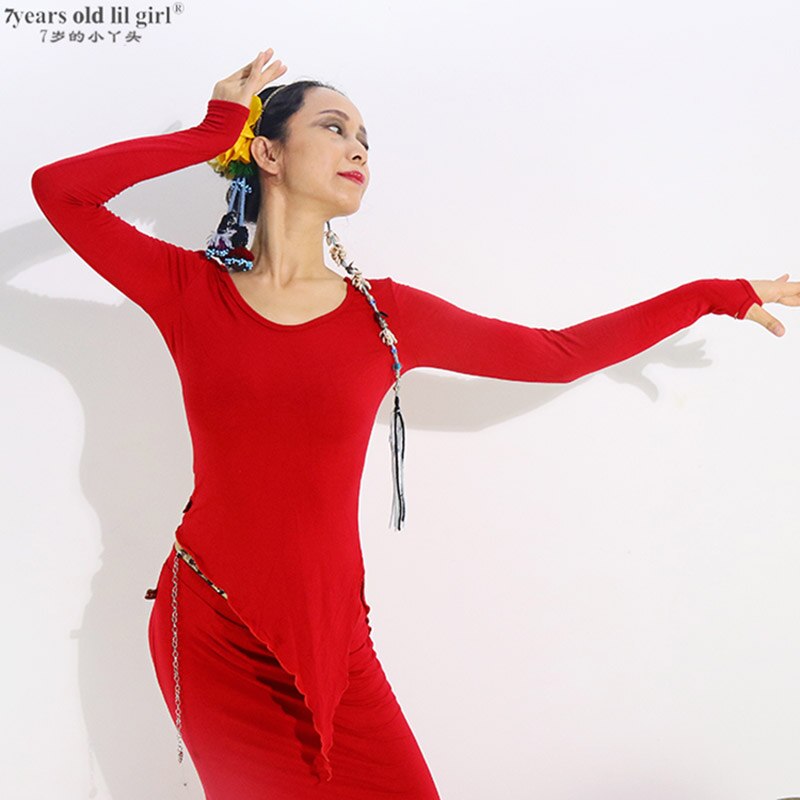Vestido de baile español para mujer, ropa de práctica de Flamenco, camiseta de varias capas, cola de pez, ESS02