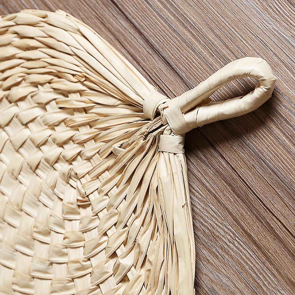 Naturlig håndlavet vifte i kinesisk stil håndvævning palmeblad vifte bærbar vintage cool fan sommer børn vandrehjem dekoration